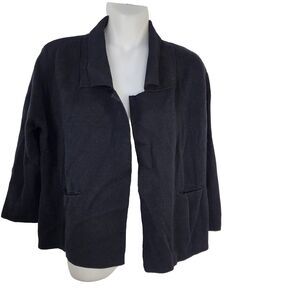 Chico's Women's Cardigan Sweater Size 0 Small 4 Structured Sara Open Front Black